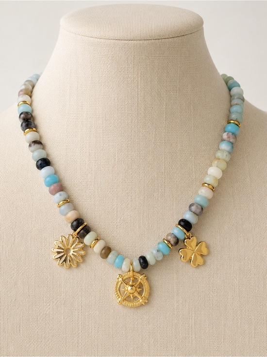 Mayamar Jewelry - New MAYAMAR 24k gold plated amazonite beaded charm necklace